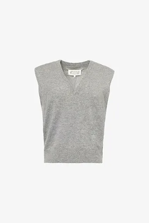 Maison Margiela Womens Knitted V-Neck Wool Vest