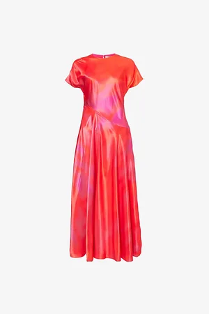 Roksanda Womens Adriana Flared Woven-Blend Maxi Dress