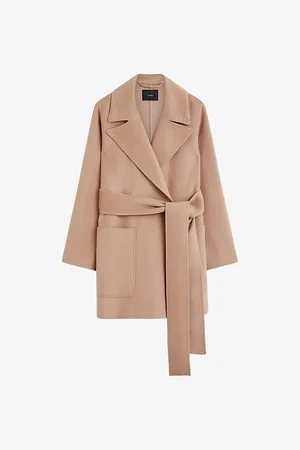Joseph Womens Clemence Wrap-Front Wool and Cashmere-Blend Coat