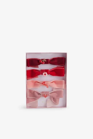Meri Meri Bow Embroidered Velvet Hair Clips Set Of Four