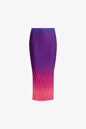 Issey Miyake Womens Nuance Pleats Gradient-Colour Knitted Midi Skirt