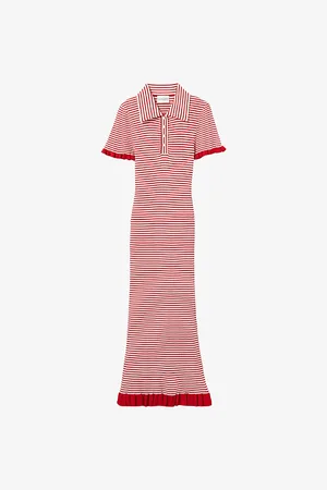 Claudie Pierlot Womens Striped Knitted Midi Dress