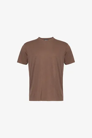 Tom Ford Mens Brand-Embroidery Short-Sleeves Relaxed-Fit Woven-Blend T-Shirt