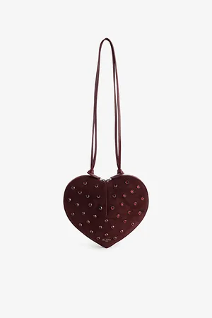 Alaïa Womens Le Coeur Rivet-Embellished Suede Shoulder Bag