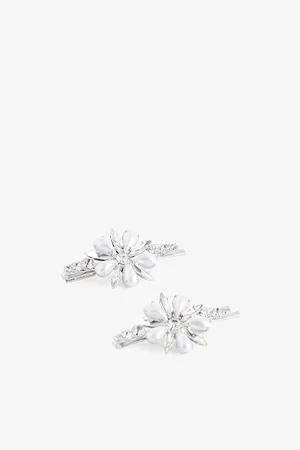 LELET NY Womens Annie Bobbi Floral-Crystal Hair Clips Set Of Two