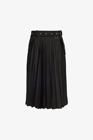 SACAI Womens Gabardine Pleated Cotton-Blend Midi Skirt