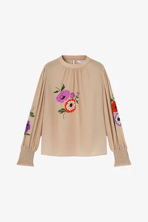 LK Bennett Womens Fleur Floral-Print Silk Blouse
