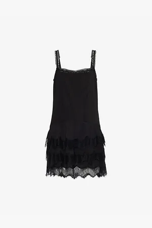 Reformation Womens Cleodora Lace-Embroidery Woven-Blend Mini Dress