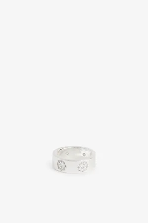Hatton Labs Mens Daisy 925 Sterling Silver and Cubic Zirconia Ring
