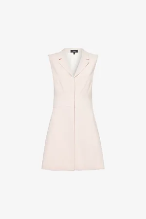 THEORY Womens Notch-Lapel Sleeveless Woven Mini Dress