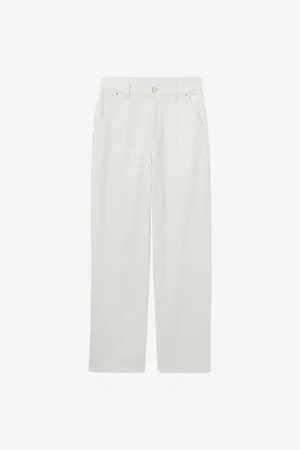 Claudie Pierlot Womens Brand-Embroidered Wide-Leg Mid-Rise Denim Jeans