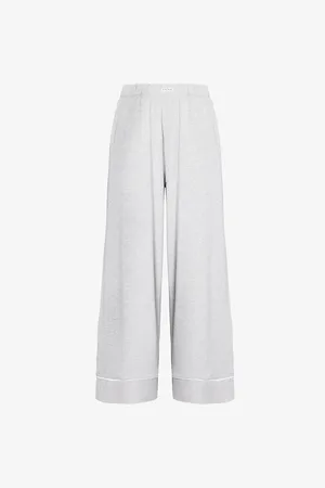 Lounge Underwear Womens Contrast-Piping Wide-Leg Modal-Jersey Pyjama Trousers
