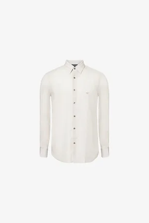 Emporio Armani Mens Striped Regular-Fit Woven Shirt