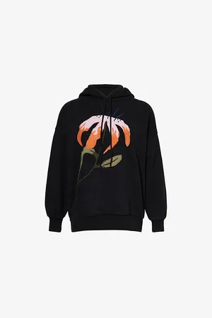 Conner Ives Womens Flower-Patch Kangaroo-Pocket Cotton-Jersey Hoody