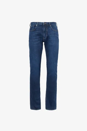 Emporio Armani Mens Logo-Embellished Straight-Leg Denim Jeans