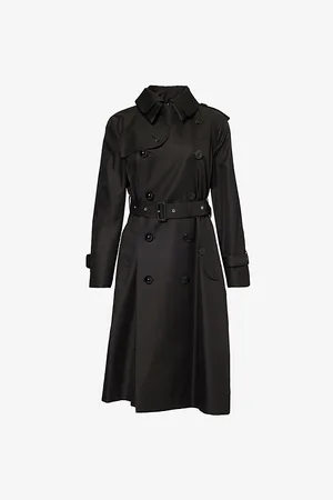 SACAI Womens Gabardine Belted Relaxed-Fit Cotton-Blend Trench Coat