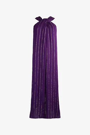 Ro&Zo Womens Twist-Neck Metallic-Thread Woven Maxi Dress