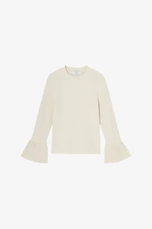 LK Bennett Womens Tabitha Flared-Cuff Knitted Top