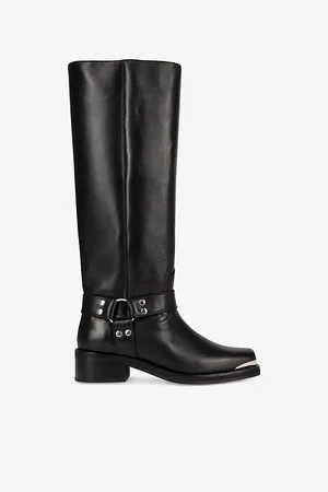 The Kooples Womens Strap-Embellished Leather Knee-High Boots