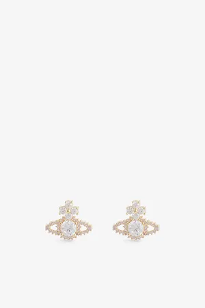 Vivienne Westwood Womens Valentina Orb Brass and Cubic Zirconia Stud Earrings