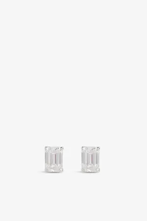 VRAI Solitaire 14ct White-Gold Lab-Grown 2ct Diamond Stud Earrings