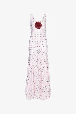 RODARTE Womens Polka-Dot Sleeveles Silk Maxi Dress