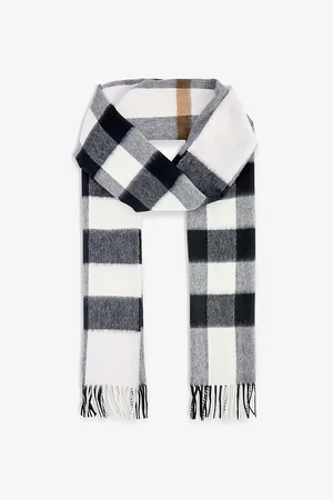 Burberry Half Mega Check Fringed-Edge Cashmere Scarf