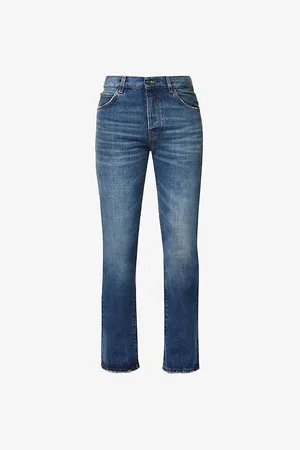 haikure Mens Fergus Brand-Patch Straight-Leg Mid-Rise Jeans