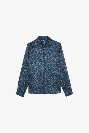 The Kooples Mens Spread-Collar Satin Shirt