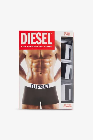 Diesel Mens Branded-Waistband Pack Of Three Stretch-Cotton Trunks