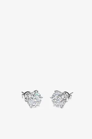 CARAT* London Womens Fiona Six-Prong Round 9ct and 0.7ct Cubic Zirconia Stud Earrings