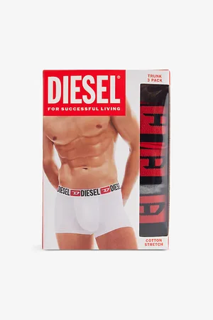 Diesel Mens Branded-Waistband Pack Of Three Stretch-Cotton Trunks
