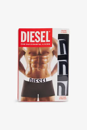 Diesel Mens Branded-Waistband Pack Of Three Stretch-Cotton Trunks