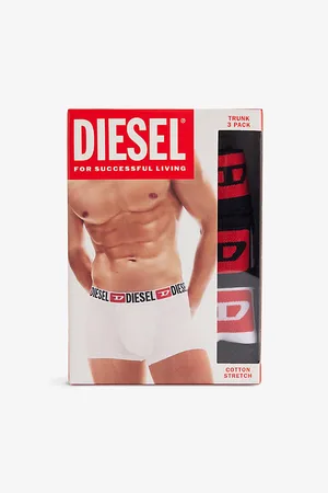 Diesel Mens Branded-Waistband Pack Of Three Stretch-Cotton Trunks