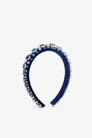 Jennifer Behr Womens Luciana Crystal-Embellished Velvet Headband