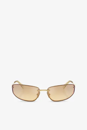 Miu Miu Womens Mu A50S Oval-Frame Metal Sunglasses