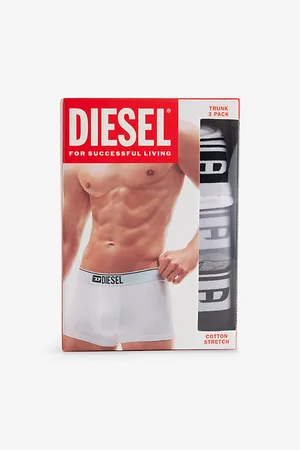 Diesel Mens Branded-Waistband Pack Of Three Stretch-Cotton Trunks