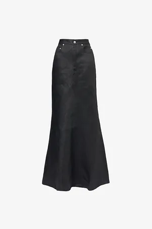 Rick Owens Womens Godet Flared Linen Maxi Skirt