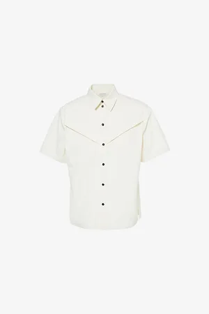 Bottega Veneta Mens Spread-Collar Cotton Shirt