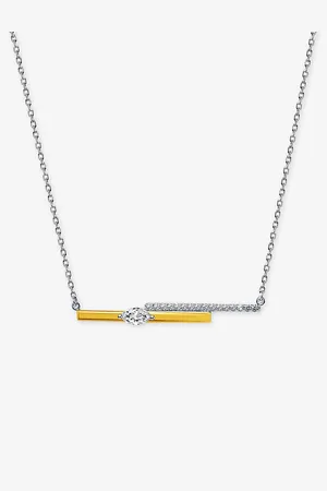 CARAT* London Womens Jaena 18ct Yellow Gold-Plated Vermeil Sterling- and Marquise-Cut Cubic Zirconia Necklace