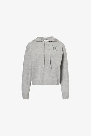Sporty & Rich Womens The Carlyle Crest Brushed Cashmere Knitted Hoody