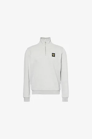Belstaff Mens Funnel-Neck Brand-Patch Cotton-Jersey Sweatshirt