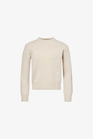 Sporty & Rich Womens Src Embroidered-Logo Crewneck Wool Knitted Jumper