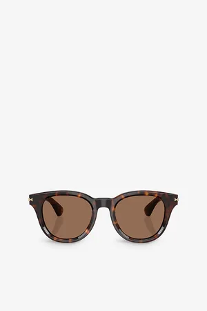 Burberry Womens Be4439 Round-Frame Tortoiseshell Acetate Sunglasses