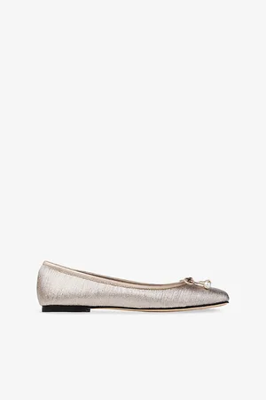 Jimmy Choo Womens Elme Bow-Embellished Fabric Ballet Pumps