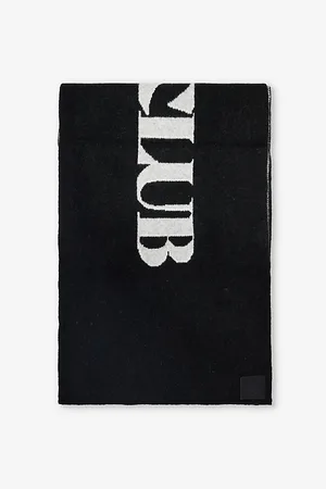 The Couture Club Mens Copyright Logo-Text Textured Knitted Scarf