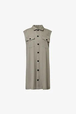 SACAI Womens Pleat-Back A-Line Woven Mini Dress