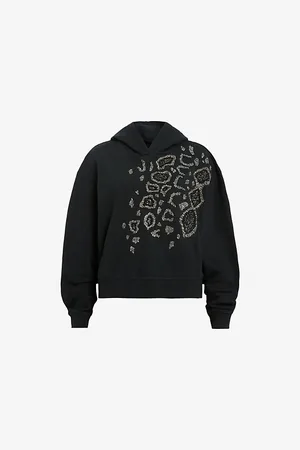 AllSaints Womens Pippa Crystal-Embellished Cotton-Blend Hoody