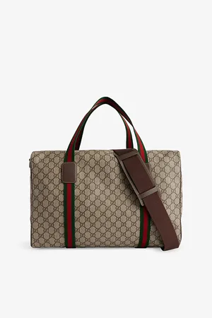Gucci Mens Gg Monogram Medium Coated-Canvas Duffle Bag