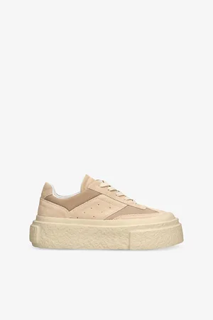 MM6 Womens Logo-Embossed Leather Low-Top Trainers